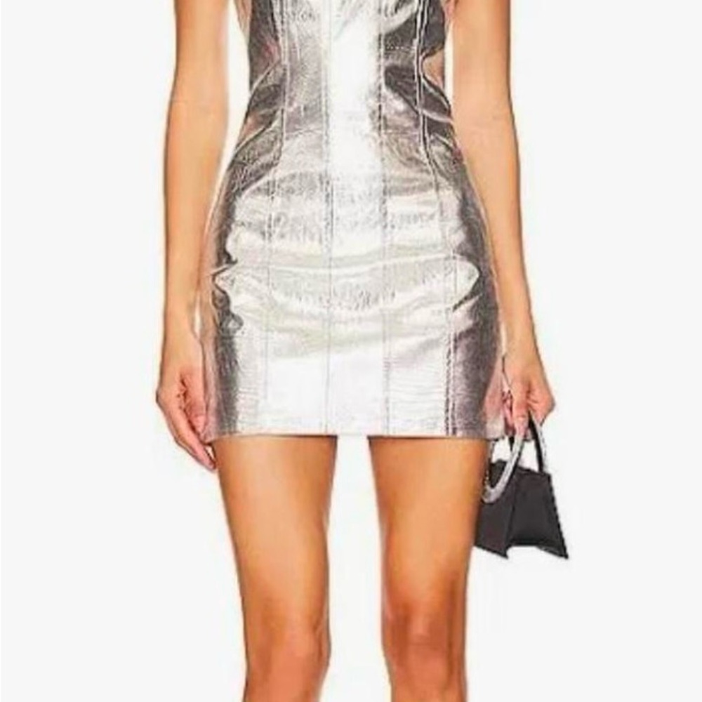 Silver Metallic Mini Dress